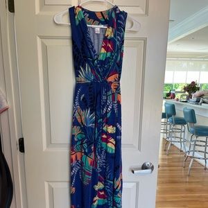 Blue tropical maxi dress from Motherhood Maternity in Small